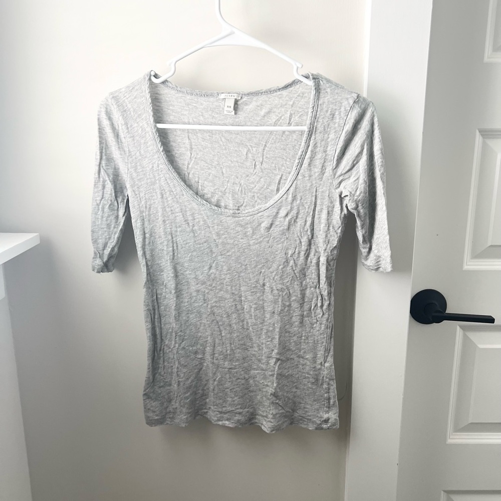 J. Crew Heather Gray 3/4 Sleeve Fitted Tee